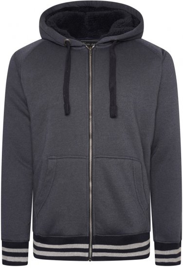 Kam Jeans 7074 Zip Thru Sherpa Hoody with Contrast Cuff/Hem Dark Grey - Megztiniai ir džemperiai - Megztiniai ir Džemperiai - 2XL-14XL