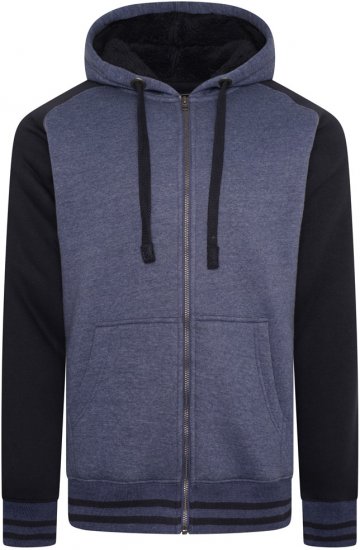 Kam Jeans 7075 Raglan Zip Thru Sherpa Hoodie Royal Blue - Megztiniai ir džemperiai - Megztiniai ir Džemperiai - 2XL-14XL