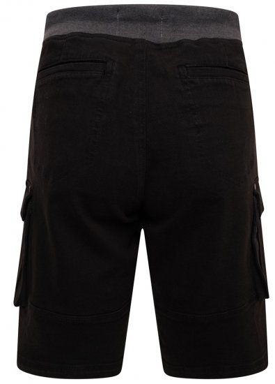 Kam Jeans Elvio Rib Waist Stretch Shorts Black - Šortai - Šortai - W40-W60