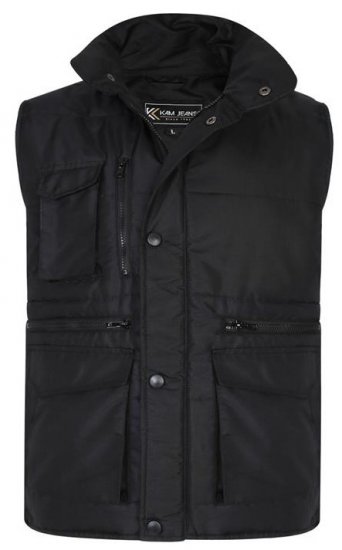 Kam Jeans KV115 Military Multi Pocket Vest Black - Didelės vyriškos striukės - Didelės vyriškos striukės
