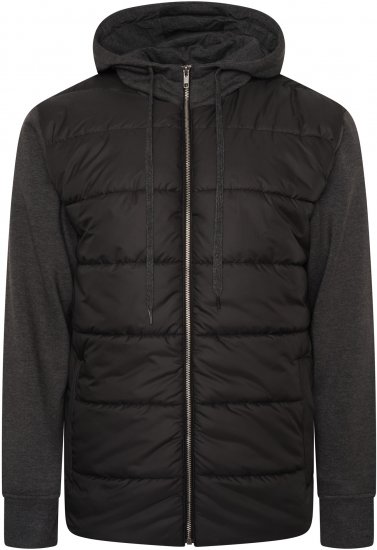 Kam Jeans KV135 Quilted Zip Thru Hoody with Padded Body & Jersey Sleeves Black TALL SIZES - VYRIŠKI DRABUŽIAI MT-6XLT - Drabužiai aukštiems vyrams