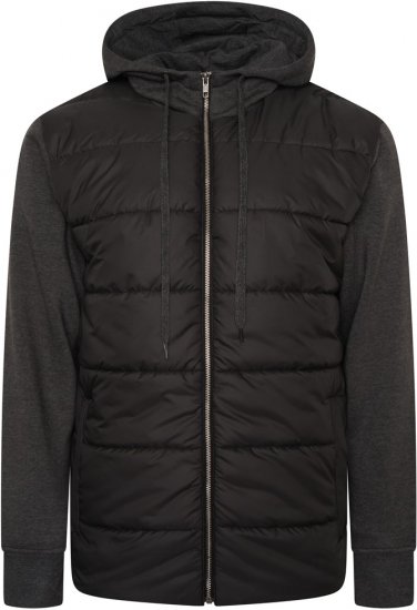 Kam Jeans KV135 Quilted Zip Thru Hoody with Padded Body & Jersey Sleeves Black - Megztiniai ir džemperiai - Megztiniai ir Džemperiai - 2XL-14XL