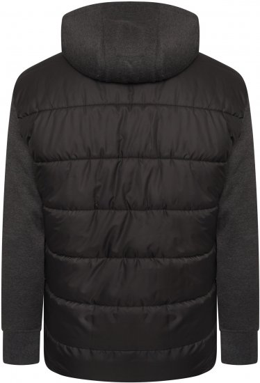 Kam Jeans KV135 Quilted Zip Thru Hoody with Padded Body & Jersey Sleeves Black TALL SIZES - VYRIŠKI DRABUŽIAI MT-6XLT - Drabužiai aukštiems vyrams