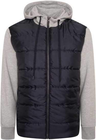 Kam Jeans KV135 Quilted Zip Thru Hoody with Padded Body & Jersey Sleeves Navy TALL SIZES - VYRIŠKI DRABUŽIAI MT-6XLT - Drabužiai aukštiems vyrams