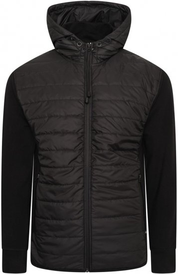 Kam Jeans KV136 Padded Body And Jersey Sleeves Hybrid Zip Thru Quilted Hoody Black TALL SIZES - VYRIŠKI DRABUŽIAI MT-6XLT - Drabužiai aukštiems vyrams