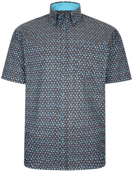 Kam Jeans P010 Premium Short sleeve Shirt Charcoal - Marškiniai - Marškiniai - 2XL-8XL