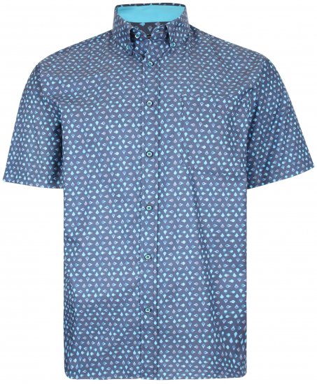 Kam Jeans P010 Premium Short sleeve Shirt Indigo - Marškiniai - Marškiniai - 2XL-8XL
