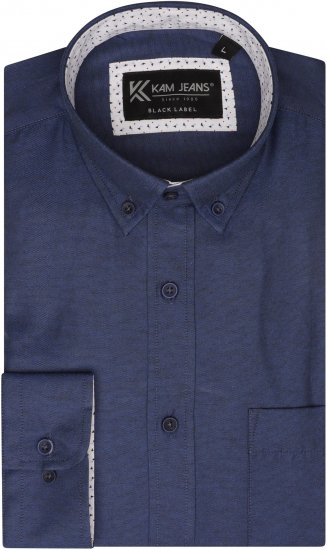 Kam Jeans P020 Premium Long sleeve Oxford Shirt Navy - Marškiniai - Marškiniai - 2XL-8XL
