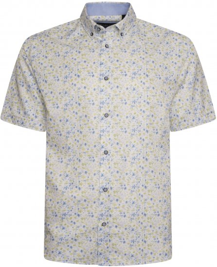 Kam Jeans P036 Premium Floral Print Shirt White - Marškiniai - Marškiniai - 2XL-8XL