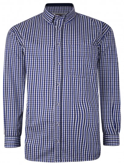 Kam Jeans P640 Premium Gingham Check Shirt LS Navy - Marškiniai - Marškiniai - 2XL-8XL