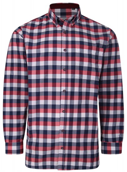 Kam Jeans P642 Premium Large Check Shirt LS Red - Marškiniai - Marškiniai - 2XL-8XL