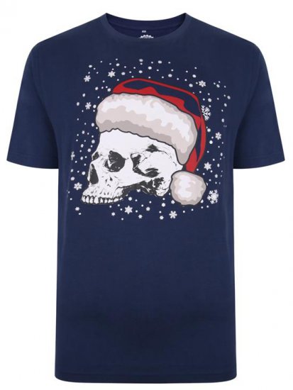 Kam Jeans X008 Santa Skull Print T-Shirt Navy - Marškinėliai - Marškinėliai - 2XL-14XL