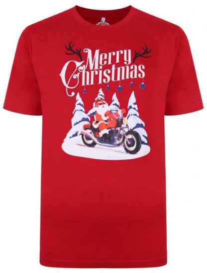 Kam Jeans X009 Santa Biker Print T-Shirt Red - Marškinėliai - Marškinėliai - 2XL-14XL