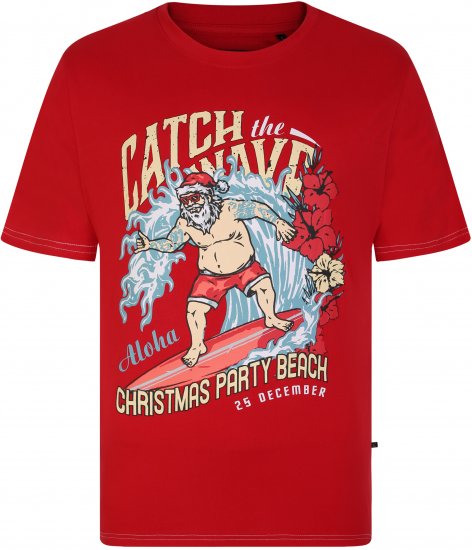 KBS X020 Catch The Waves Xmas Print T-Shirt Red - Marškinėliai - Marškinėliai - 2XL-14XL