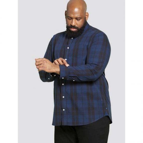 D555 Davenport Long Sleeve Shirt Navy - Marškiniai - Marškiniai - 2XL-8XL