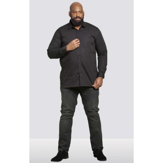 D555 Michael Couture Stretch Shirt Black - Marškiniai - Marškiniai - 2XL-8XL