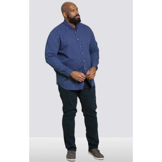 D555 Bainton Long Sleeve Shirt Navy - Marškiniai - Marškiniai - 2XL-8XL