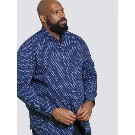 D555 Bainton Long Sleeve Shirt Navy - Marškiniai - Marškiniai - 2XL-8XL