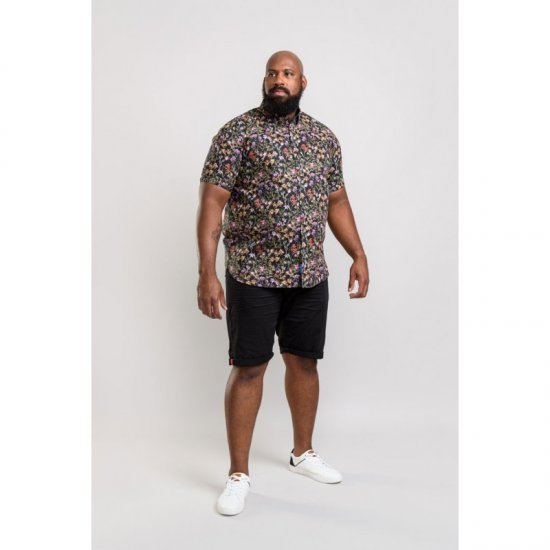 D555 Emmet Floral Shirt Black - Marškiniai - Marškiniai - 2XL-8XL