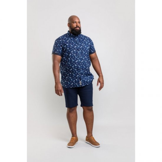 D555 Davian Hawaii Shirt Navy - Marškiniai - Marškiniai - 2XL-8XL