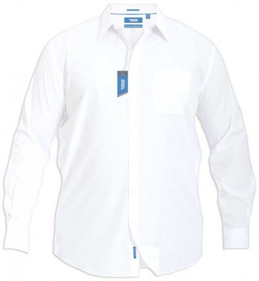 D555 Aiden Easy Iron-Marškiniai Balti - Marškiniai - Marškiniai - 2XL-8XL