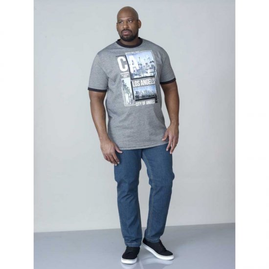 D555 Howie Fine Stripe T-shirt Grey - Marškinėliai - Marškinėliai - 2XL-14XL