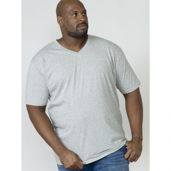 D555 Signature V-kaklo Marškinėliai Pilki - Marškinėliai - Marškinėliai - 2XL-14XL