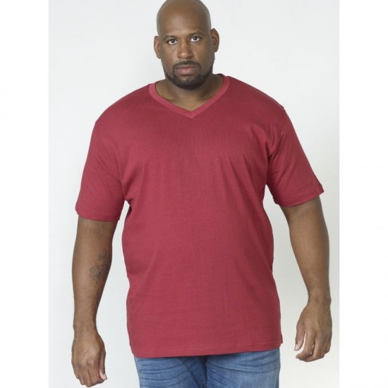 D555 Signature V-kaklo Marškinėliai Raudoni - Marškinėliai - Marškinėliai - 2XL-14XL