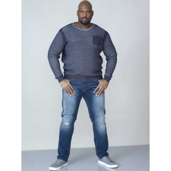 D555 Bryson Crewneck Sweater with Pocket Navy - Megztiniai ir džemperiai - Megztiniai ir Džemperiai - 2XL-14XL