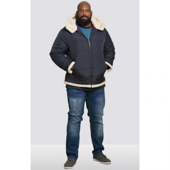 D555 Hudson Hooded Puffer Jacket Navy - Didelės vyriškos striukės - Didelės vyriškos striukės
