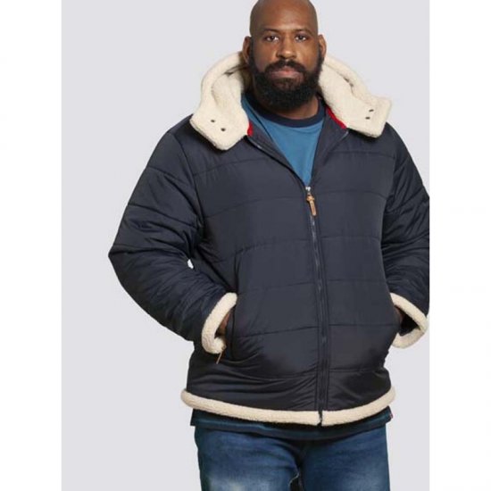 D555 Hudson Hooded Puffer Jacket Navy - Didelės vyriškos striukės - Didelės vyriškos striukės