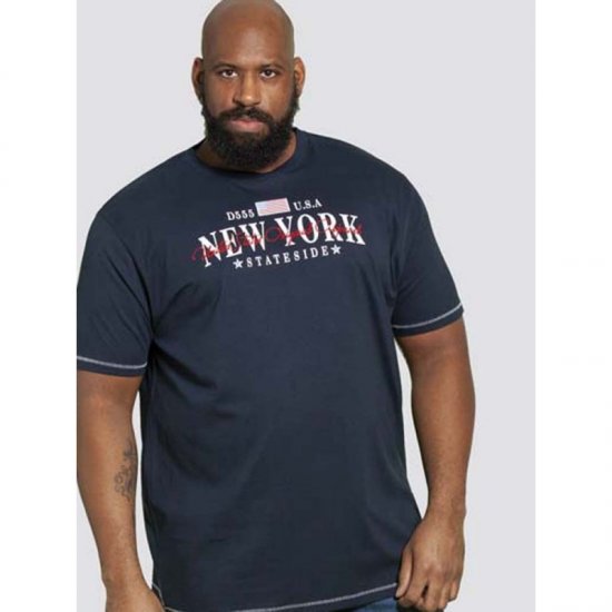 D555 Thornton Embroidery T-shirt Navy - Marškinėliai - Marškinėliai - 2XL-14XL