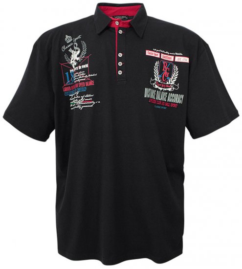 Lavecchia 2038 Printed Jersey Poloshirt Black - Polo marškinėliai - Polo marškinėliai - 2XL-8XL