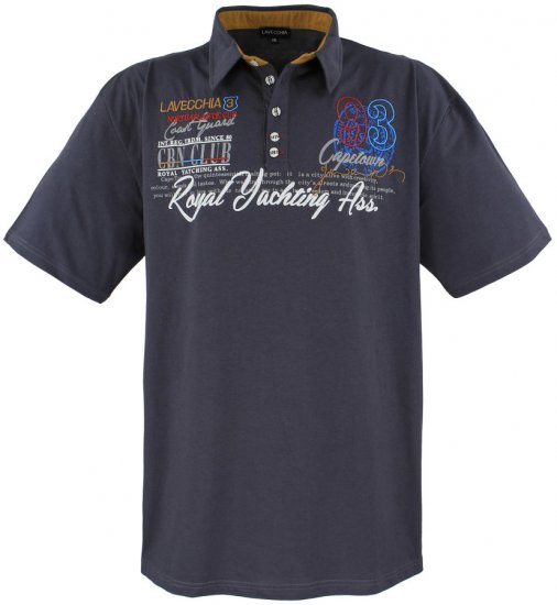 Lavecchia 4688 Printed Jersey Poloshirt Charcoal - Polo marškinėliai - Polo marškinėliai - 2XL-8XL