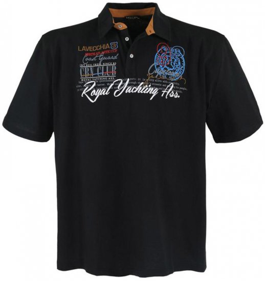 Lavecchia 4688 Printed Jersey Poloshirt Black - Polo marškinėliai - Polo marškinėliai - 2XL-8XL