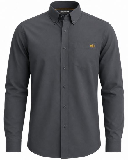 Motley Denim Lisbon Long Sleeve Shirt Charcoal - Marškiniai - Marškiniai - 2XL-8XL
