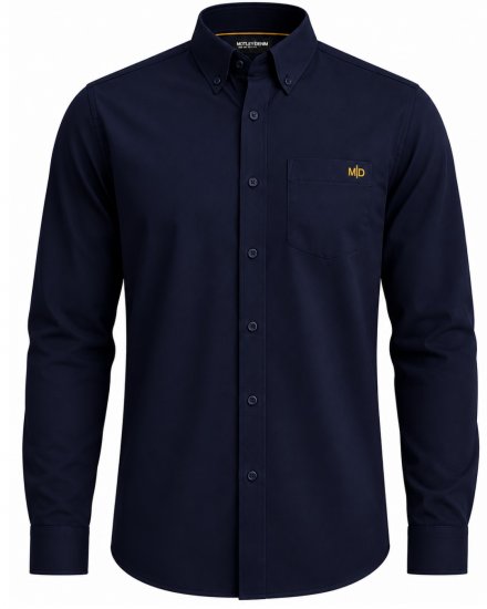 Motley Denim Lisbon Long Sleeve Shirt Navy - Marškiniai - Marškiniai - 2XL-8XL