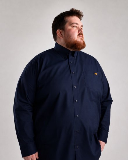 Motley Denim Lisbon Long Sleeve Shirt Navy - Marškiniai - Marškiniai - 2XL-8XL