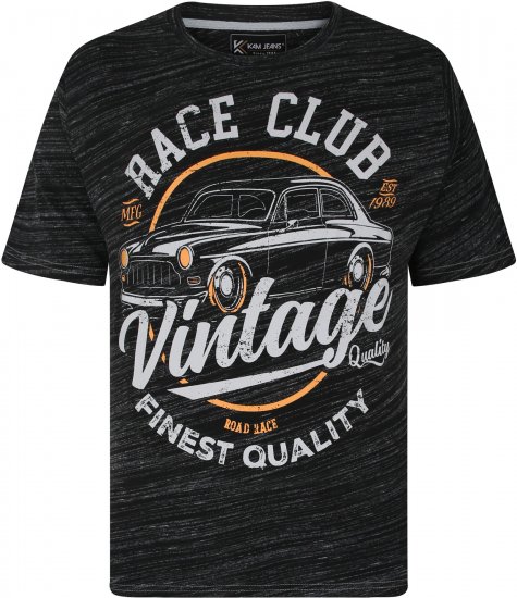 Kam Jeans 5740 Race Club Injected Marl Tee Black - Marškinėliai - Marškinėliai - 2XL-14XL