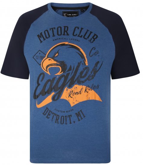 Kam Jeans 5737 Eagle Print Raglan T-Shirt Blue - Marškinėliai - Marškinėliai - 2XL-14XL