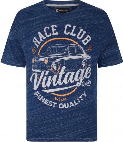 Kam Jeans 5740 Race Club Injected Marl Tee Indigo - Marškinėliai - Marškinėliai - 2XL-14XL