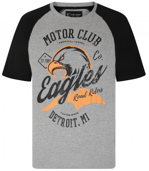 Kam Jeans 5737 Eagle Print Raglan T-Shirt Grey - Marškinėliai - Marškinėliai - 2XL-14XL