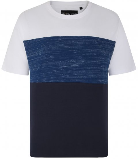 Kam Jeans 5739 Contrast Panel Cut & Saw T-Shirt Navy - Marškinėliai - Marškinėliai - 2XL-14XL
