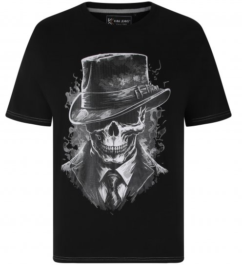Kam Jeans 5734 Gentleman Skull Printed Black - Marškinėliai - Marškinėliai - 2XL-14XL