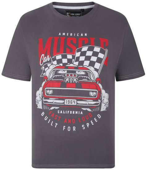 Kam Jeans 5732 Amercian Muscle Print T-Shirt Slate - Marškinėliai - Marškinėliai - 2XL-14XL