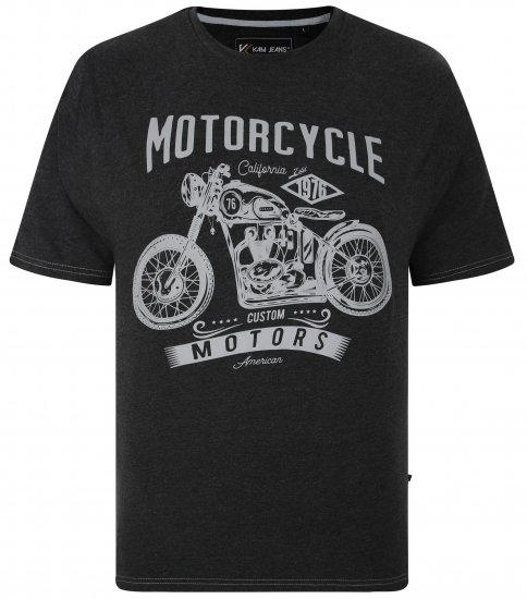 Kam Jeans 5730 Motor Cycle Print T-Shirt Charcoal - Marškinėliai - Marškinėliai - 2XL-14XL