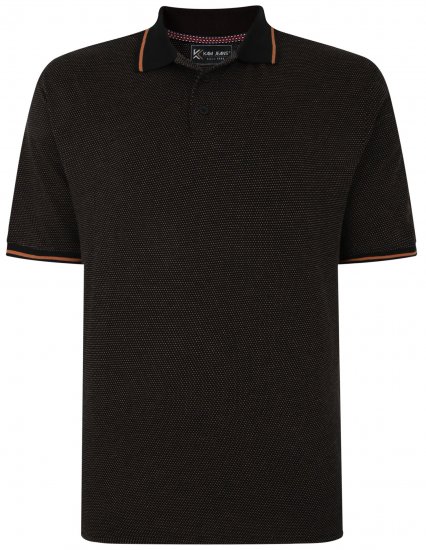 Kam Jeans 5486 Dobby Print Jersey Polo Black - Polo marškinėliai - Polo marškinėliai - 2XL-8XL