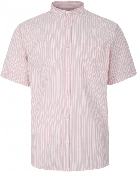 Kam Jeans 6288 Grandad Stripe Short Sleeve Shirt with Collar Pink - Marškiniai - Marškiniai - 2XL-8XL