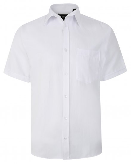 Kam Jeans 6283 Casual SS Herringbone Shirt White - Marškiniai - Marškiniai - 2XL-8XL