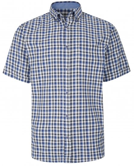 Kam Jeans 6285 Casual SS Check Shirt Blue - Marškiniai - Marškiniai - 2XL-8XL